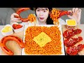 ASMR MUKBANG| 직접 만든 까르보 불닭볶음면 양념치킨 소세지 먹방 & 레시피 FRIED CHICKEN AND FIRE NOODLES EATING