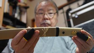 The Process of Making a Japanese Sword Handle! Incredible Ray Skin Wrapping Craftsmanship. #asmr screenshot 2