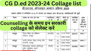 Cg deled Collage list 2023, New Ded collage list 2023-24, ded sarkari collage list dekhe 2023.