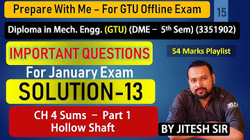 DME (3351902) Imp Solution - 13 | Hollow Shaft Sums (3 to 4 marks) | DME-5th Sem (GTU)