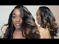 4 BUNDLE SIDE PART SEW IN W/ LEAVE OUT + Highlights | Cute Hairstyles ft Her Dream Extensions