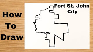Drawing Fort St. John City Map - Canada