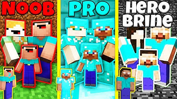 Minecraft Battle: NOOB vs PRO vs HEROBRINE: FAMILY REAL LIFE CHALLENGE / Animation