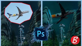 สอนการซ้อนภาพเครื่องบินสลับกับตัวตึก I Photoshop Manipulation Tutorial 2021 screenshot 3