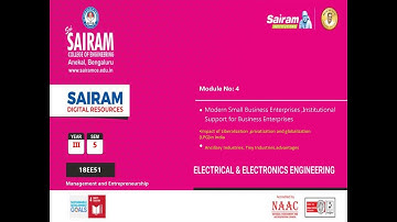 Lecture video 9 18EE51 Module 4 new definitions of MSMEs,ancillary & Tiny industries  Malini k v