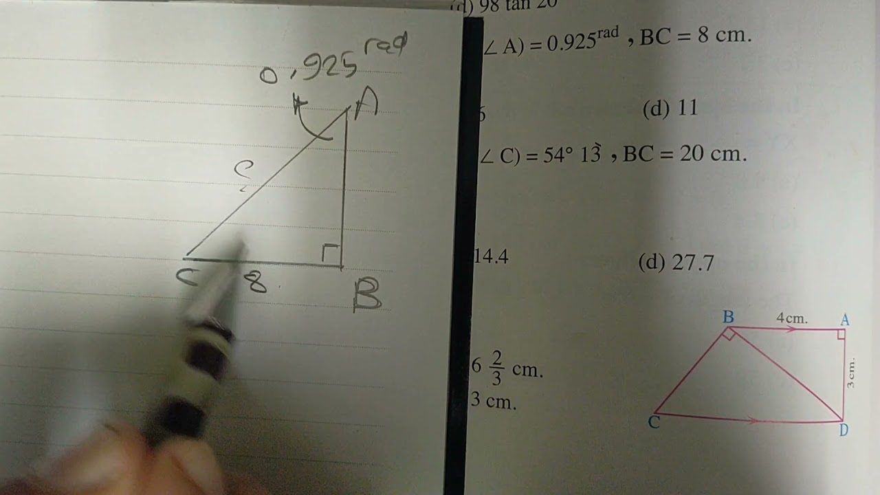 first secondary second term exercise 10 solving the right angled triangle by Mr Romany