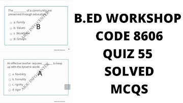 AIOU B.ED workshop code 8606 Quiz solved Mcqs | Workshop 8606 Quiz Answers | Solved Quiz |