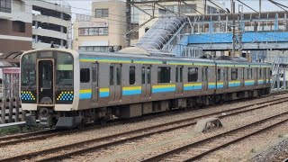 安房鴨川駅電留線にいるE131系0番台R09編成を軽く観察するシーン
