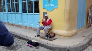 Havana busker on trumpet