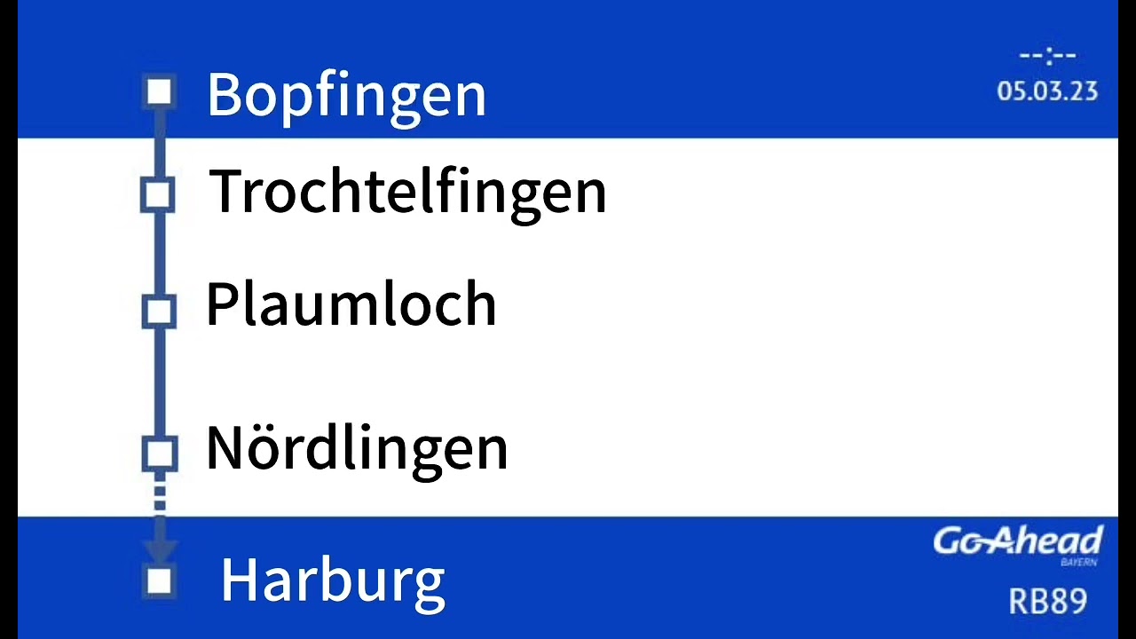Ansage bis Harburg Linie RB89 Go-Ahead Bayern