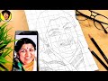 Tribute to lata mangeshkar  lata mangeshkar drawing tutorial  how to draw lata mangeshkar outline