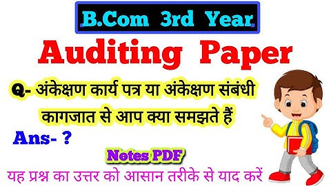 BCom 3rd year Auditing, अंकेक्षण कार्य पत्र या अंकेक्षण संबंधी कागजात से आप क्या समझते हैं