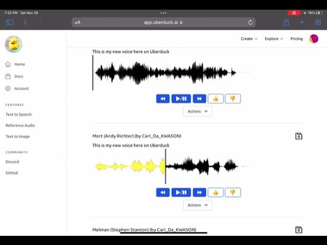 New Uberduck.ai Make for text to speech Talking Ben 