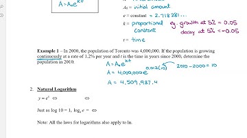 Math 12 - Sec 8.5 Continuous Exponential Growth and Decay