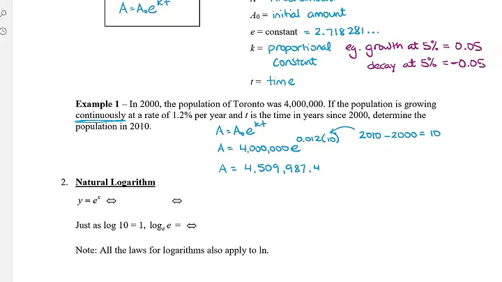 Math 12 - Sec 8.5 Continuous Exponential Growth and Decay