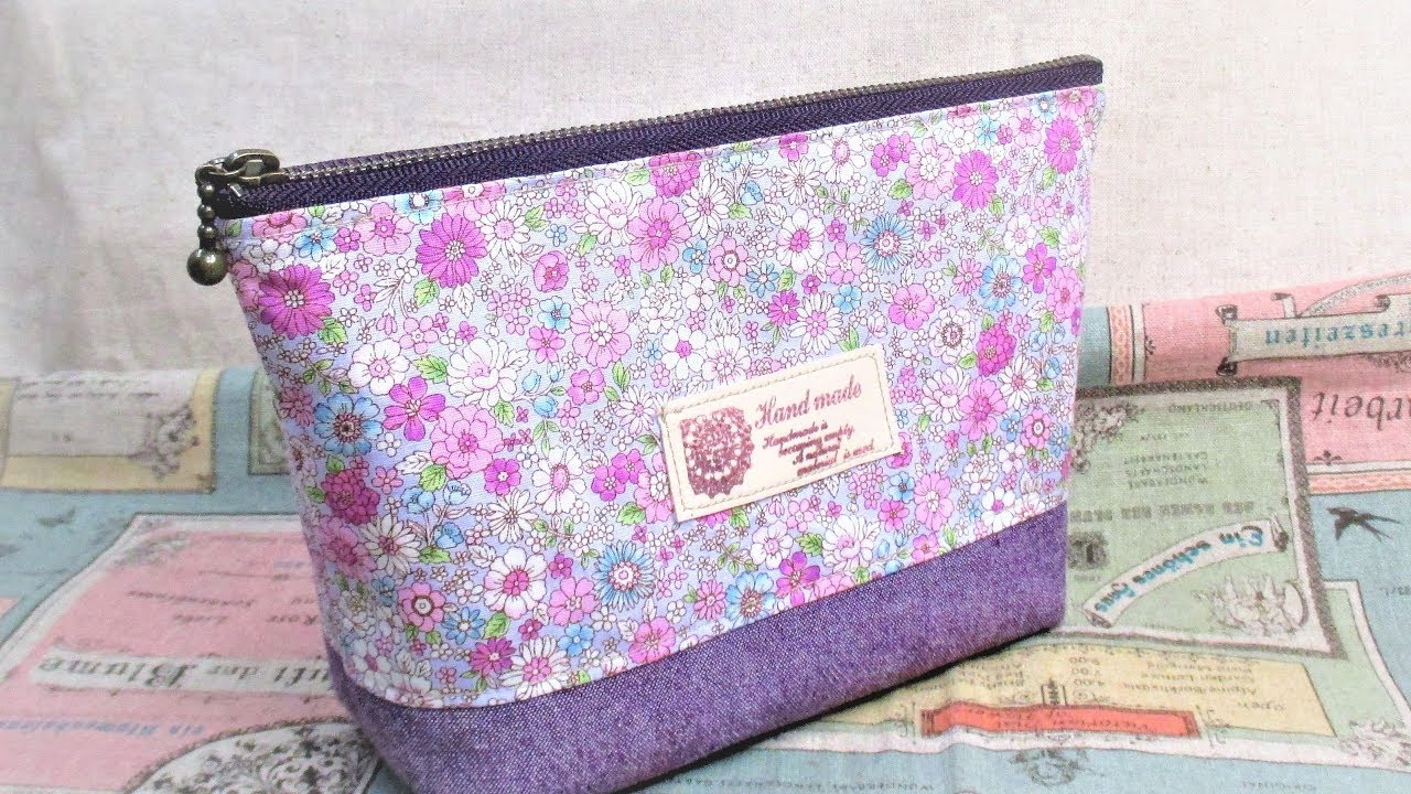 バニティポーチ 作りました 裏地付き 縫い代の見えない作り方 Kawaii Vanity Bag Youtube