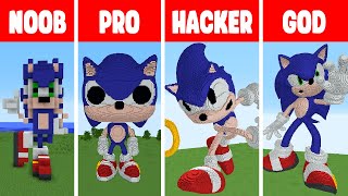 Minecraft NOOB vs PRO vs HACKER vs GOD: SONIC STATUE HOUSE BUILD CHALLENGE in Minecraft / Animation