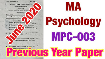 MA Psychology question paper 2022 |MPC-002 question paper #mapsychology #ignou #ignou_question_paper