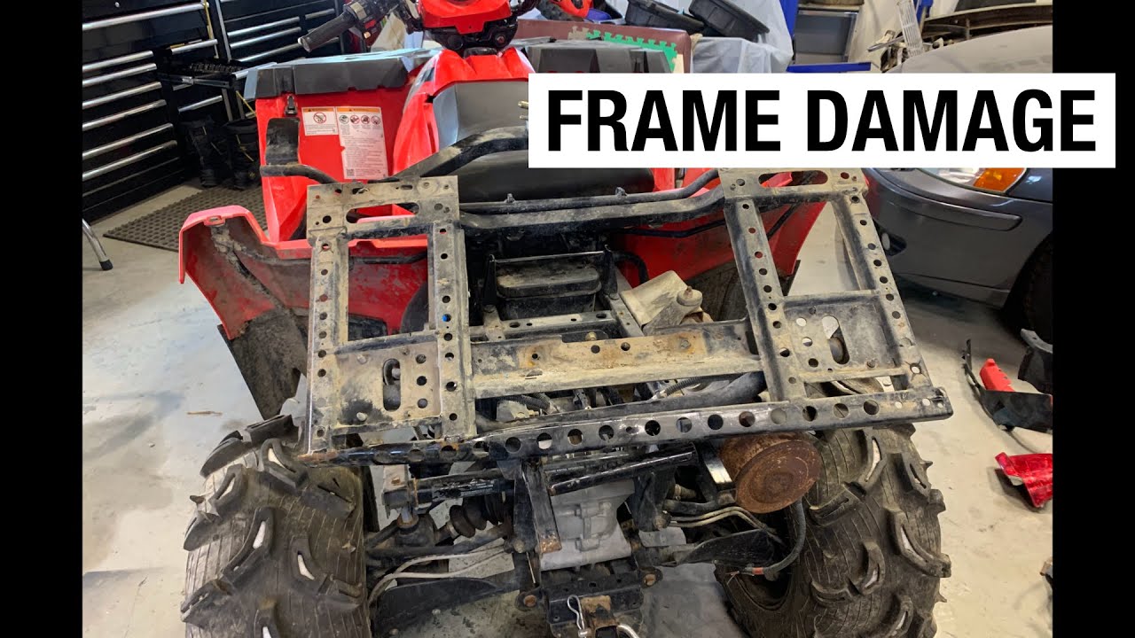 Inspecting the frame damage - Rebuilding a wrecked Polaris Sportsman X2 570 | Part 2