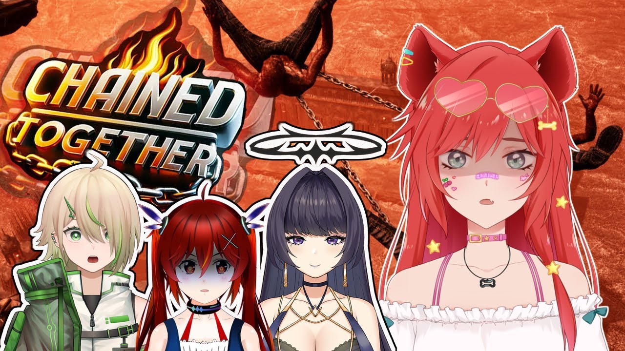 【Chained Together 聯動】友情游戏！抱着大家下地狱！【鬣崎米娜米】 ft. @Kii_Tooru  @xxruriru @arinayomich | MYViki