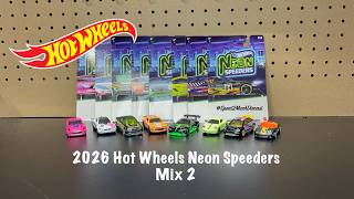2026 Neon Speeders Mix 2 By Hot Wheels | Diecast Unboxing Glow In The Dark Black Light JDM Full Set