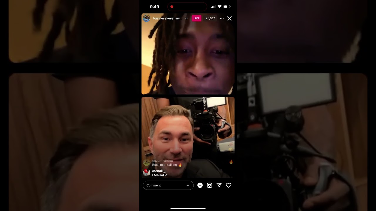 Keyshawn Davis Eddie Hearn ig live 