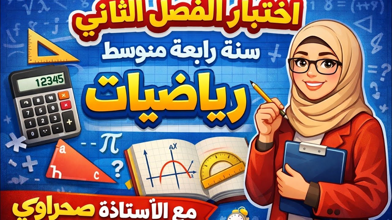 حل موضوع الفصل الثاني✅ رياضيات🥰 سنة رابعة متوسط💪 رياضيات 