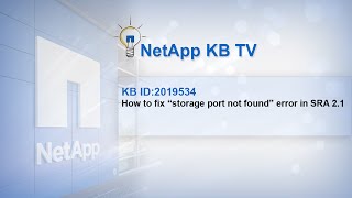 How to fix the 'Storage port not found' error in SRA 2.1