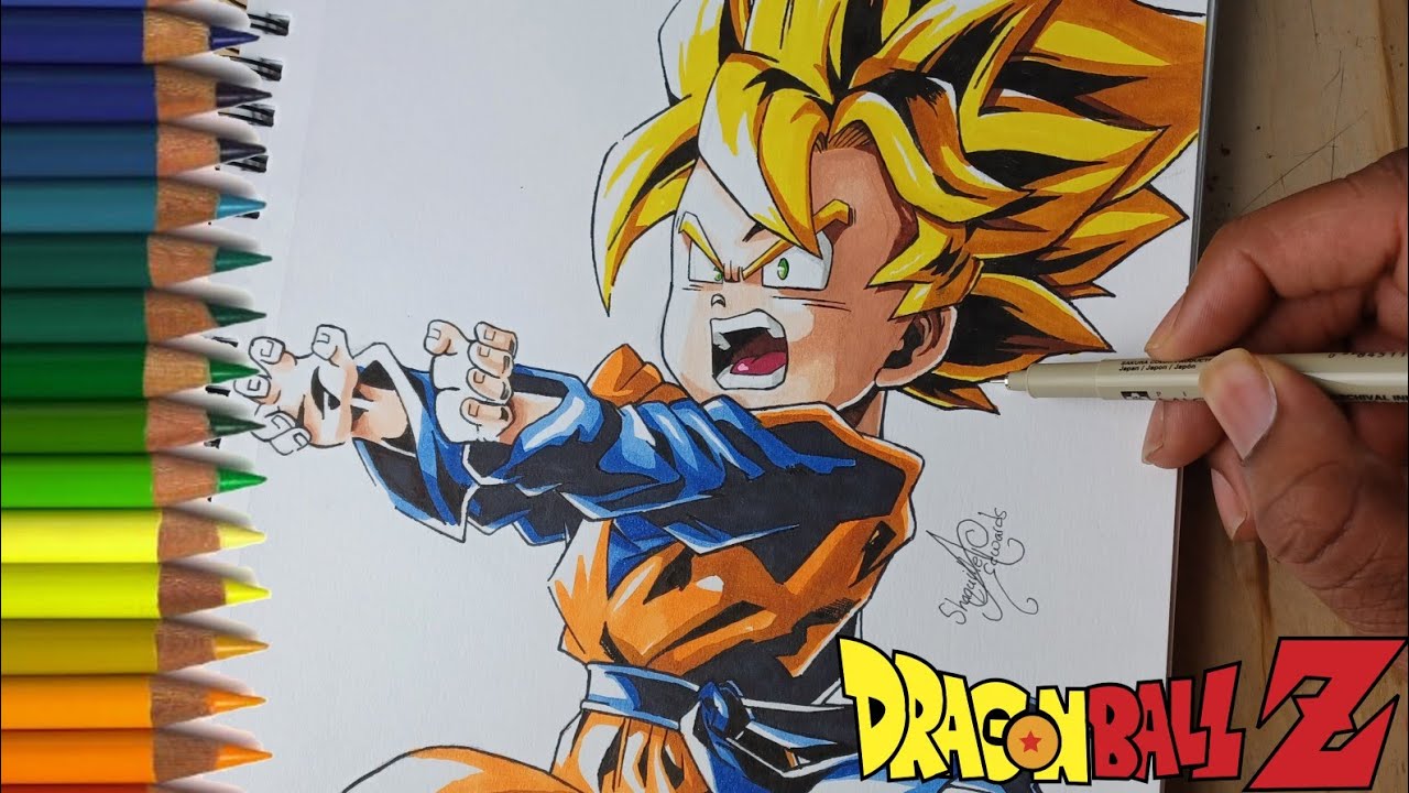 Son Goku from Dragonball Z Anime, Speed Drawing, Time Lapse