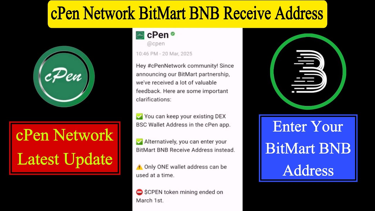 How to Add BitMart BNB Address in cPen Network | cPen New Update | cpen ...
