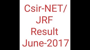 CSIR-NET/JRF Result Available now (June-2017)