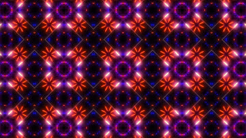Glowing Abstract Neon Kaleidoscope Rotating Fractal Shape Patterns 4K UHD 60fps 1 Hour Video Loop