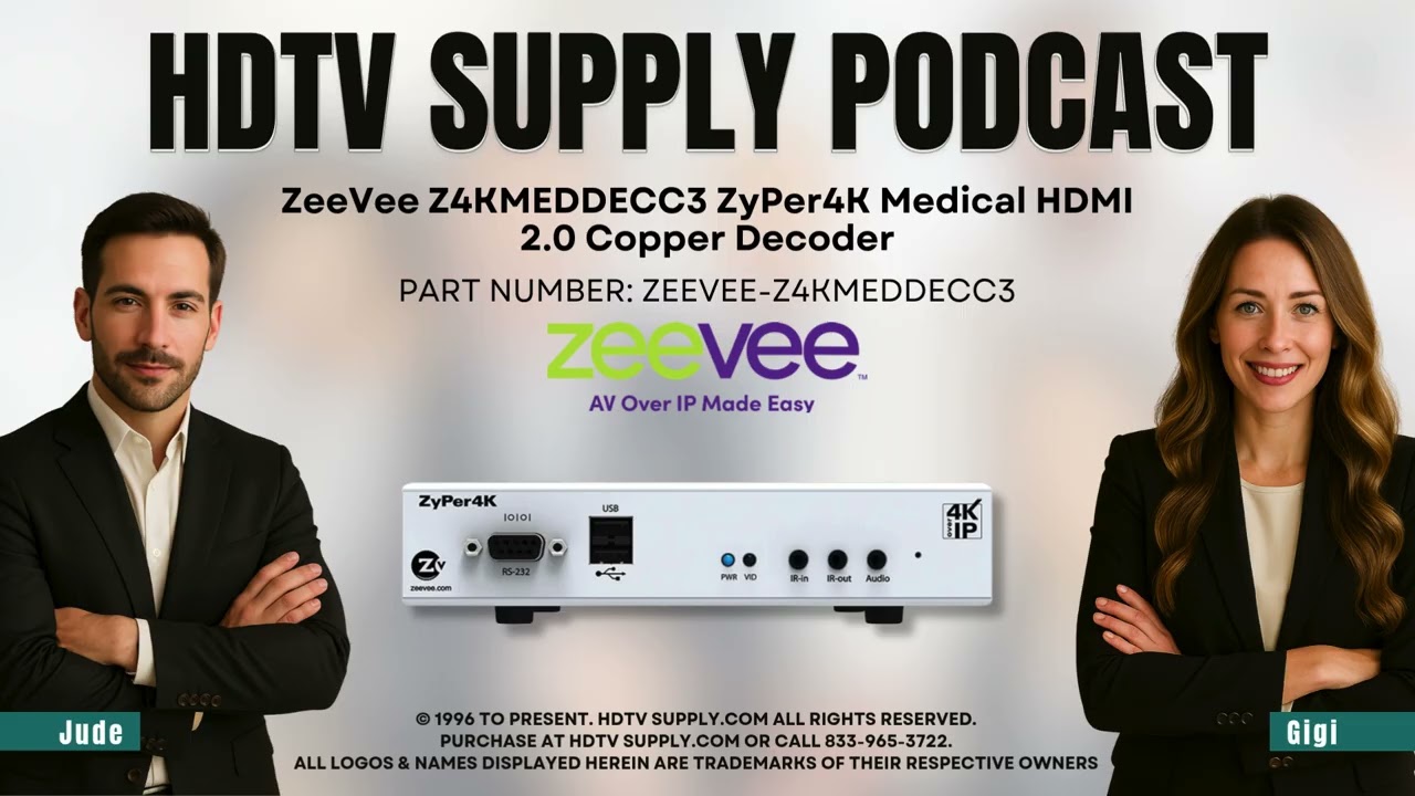 ZeeVee Z4KMEDDECC3 ZyPer4K Medical HDMI 2.0 Copper Decoder - YouTube