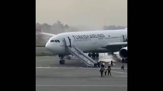 Turkish Airlines plane loaded with over 300 passengers catches fire