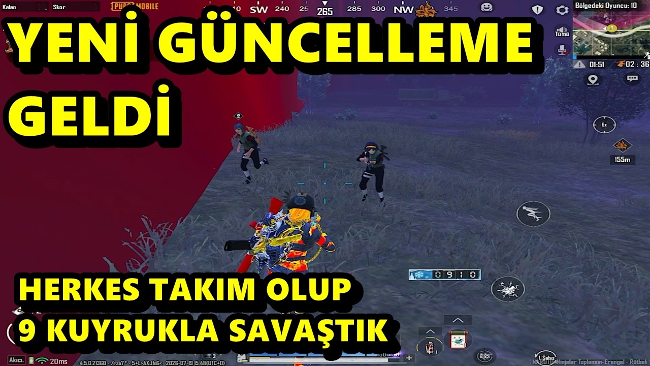 YENİ GÜNCELLEME GELDİİİ ! HERKES TAKIM OLUP 9 KUYRUKLA SAVAŞTIK ! BATUR GAME SOLO SQUAD PUBG MOBİLE