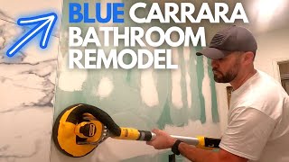 Connecting The Veins on This Shower Was Hard - Blue Carrara Shower Remodel