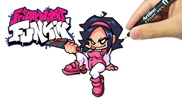How to draw Nene fnf, How to draw friday night funkin characters.