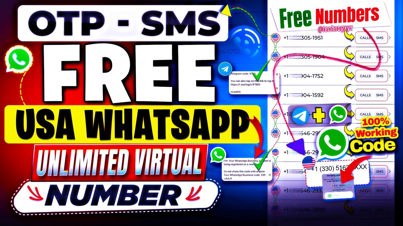 Get FREE VIRTUAL Phone NUMBER for WhatsApp, Telegram, OTP & SMS | Unlimited temp numbers