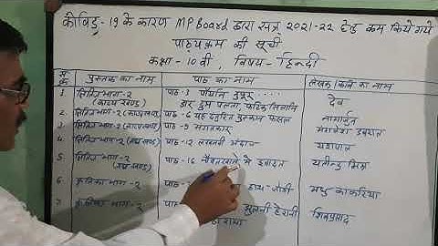 MP Board, Class 10th, Subject - Hindi, Session - 2021-2022, Reduced Syllabus