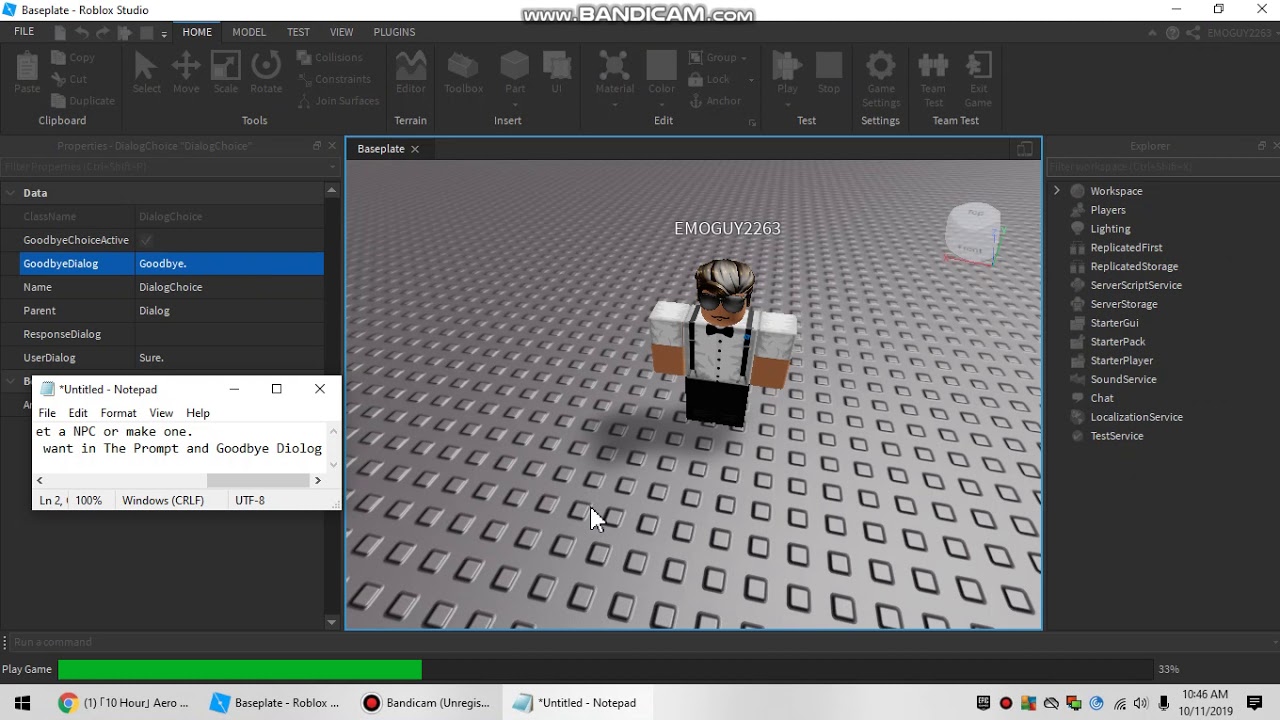 Making An Npc Talk Roblox Studio Youtube - how to make a npc talk in roblox studio