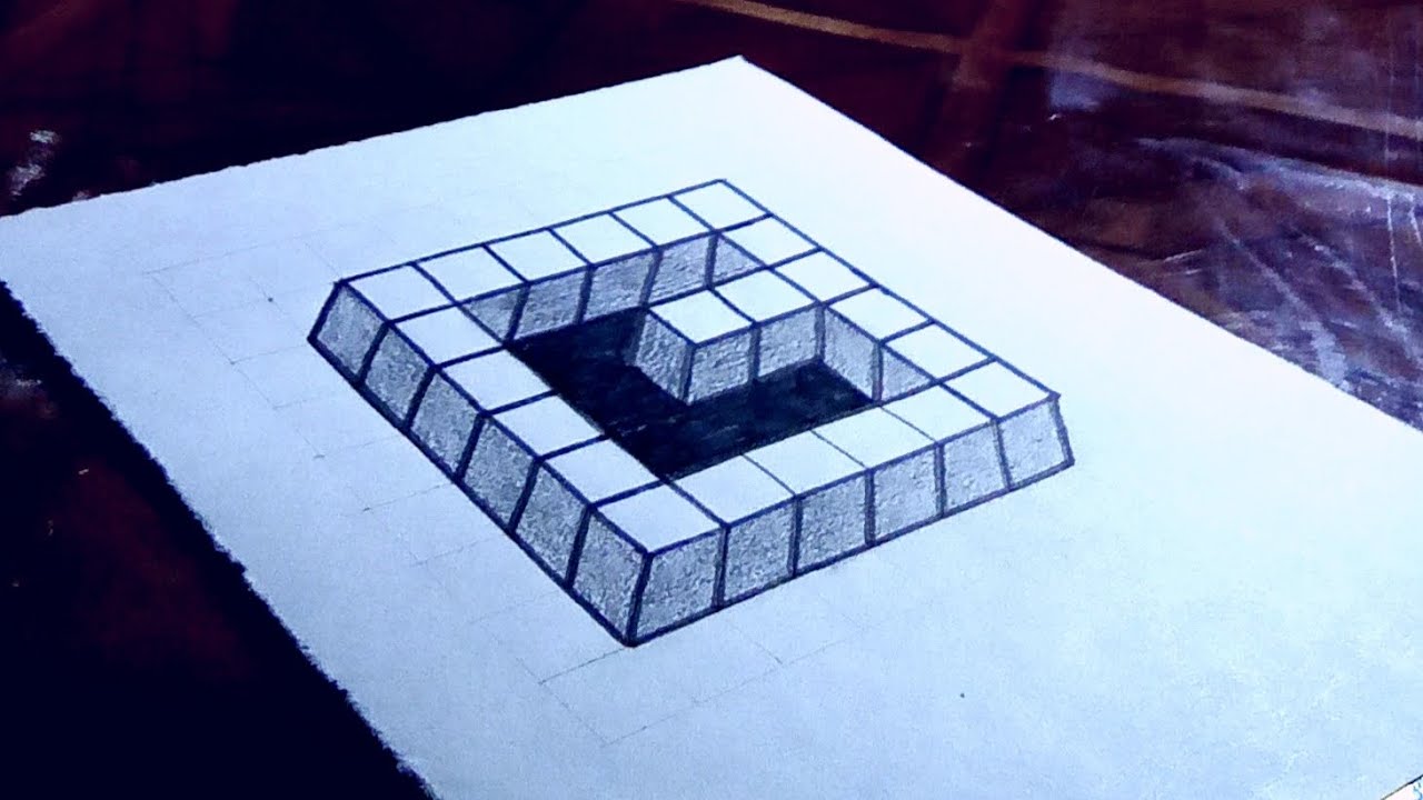 Easy 3d drawing for beginners #3d hole drawing #3d floating cube ...