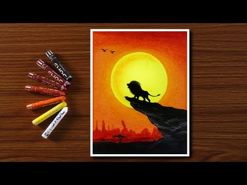 SIMBA The Lion King - Oil Pastels Drawing for Beginners - Step by Step