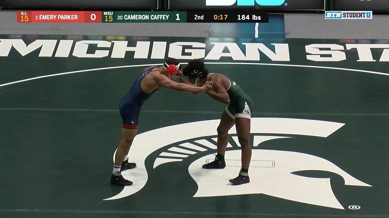 184 LBS: #2 Emery Parker (Illinois) vs. Cam Caffey (Michigan State) | Big Ten Wrestling