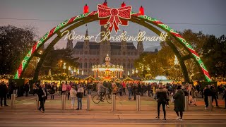 Vienna Walk At Most Popular Christmas Market, Wiener Christkindlmarkt, 2022 | 4K Hdr