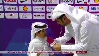 شبل قطر ناصر الابهق مع الاعلامي خالد القحطاني بعد فوز الريان على الغرافة بكأس الامير