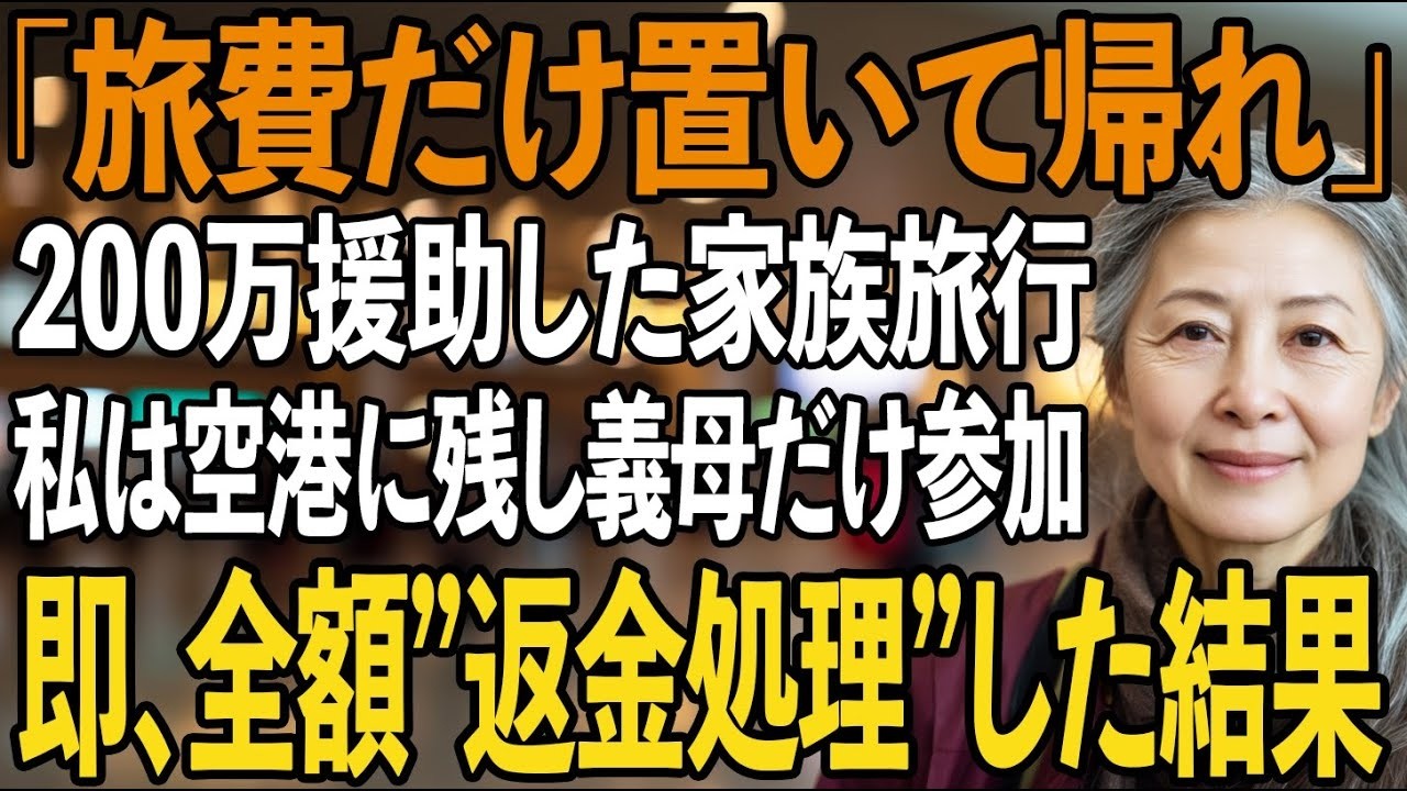 「旅費だけ置いて帰って良いよ」200万援助した家族旅行なのに義母は連れて行き、私を空港に置き去りにする息子夫婦→何も言わずに全額キャンセルしてやった結果【シニアライフ】【60代以上の方へ】