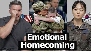 US and Korean Soldiers Tears up at Homecoming of US Soldiers