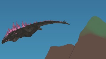 Evolved Godzilla jumping off a cliff | Animation