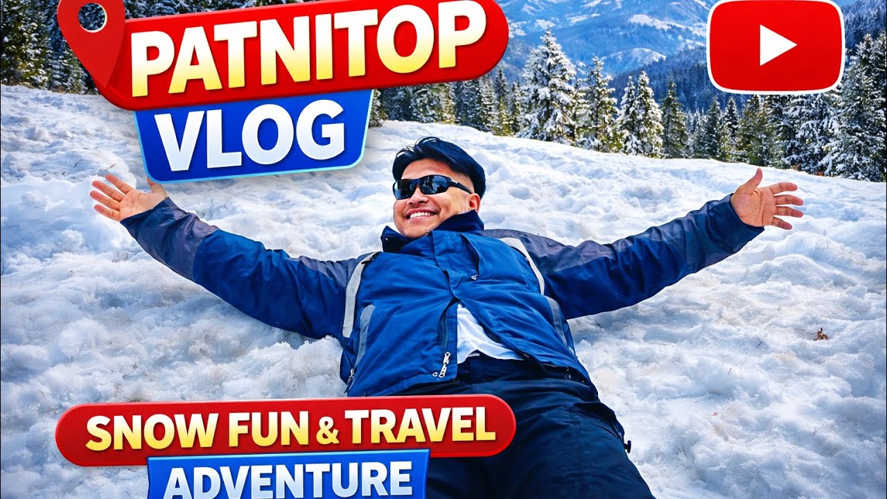 PATNITOP snow fall near JAMMU😃🏔️💫near udhampur J&K  || #patnitophills #snowfall #jammu 