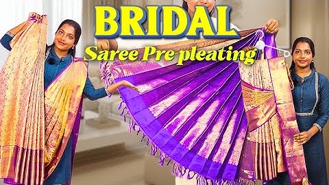 How 🧐 to make Bridal Saree🥻Pre-Pleating techniques 🥰for beginners💯#trending #saree #tutorial